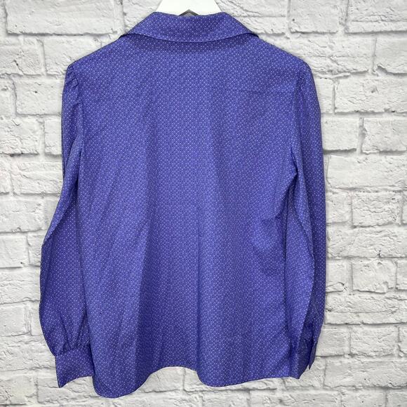 Vintage Pins and Needles Womens Blouse Purple Dot Size M 80s long Sleeve Button - Picture 6 of 8